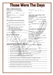 English Worksheet: Grammar Through Songs: Those Were The Days