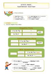 English Worksheet: Simple Present - Negative and Interrogative forms