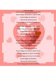English worksheet: If you are happy - song