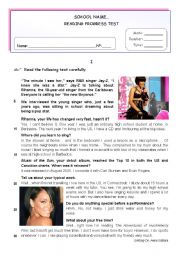 Rihanna - Reading Comprehension + Writing Test