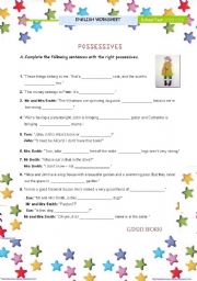English Worksheet: Possessive Determiners and Pronouns