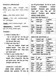 English Worksheet: physical apperarance