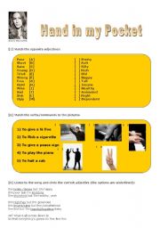 English Worksheet: Song: Hand in my pocket - by Alanis Morissette