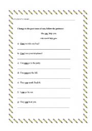 English worksheet: Can and Could
