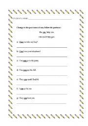 English Worksheet: Can and Could