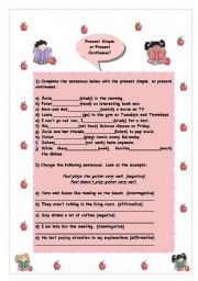 English Worksheet: Present Simple and Present Continuous