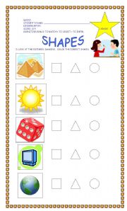 English Worksheet: What  shapes can you see in each picture? 