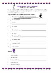 English Worksheet: PRESENT CONTINUOUS