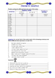 English Worksheet: PRESENT SIMPLE