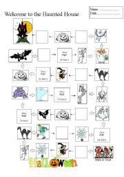 English Worksheet: Welcome to the Haunted House Board Game