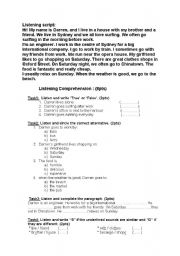 English Worksheet: listening comprehension