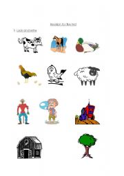 English worksheet: farm animals and present continuous