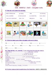 English Worksheet: Simple Past :and  its irregular verbs 