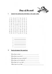 English Worksheet: Days of the week