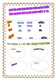English worksheet: The articles A / AN  with Singular Count Nouns...