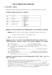 English Worksheet: improve your vocabulary