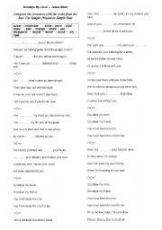 English Worksheet: GOODBYE MY LOVER-JAMES BLUNT