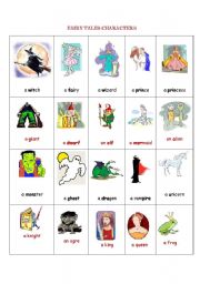 English Worksheet: fairy tales characters