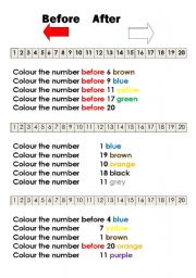 English Worksheet: numbers before and after