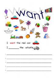 English Worksheet:  I want 