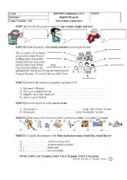 English Worksheet: super exam for 6th grade