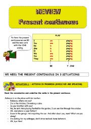 English Worksheet: Present Continuous: Review