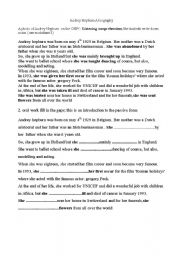 English Worksheet: Audrey Hepburn: a biography