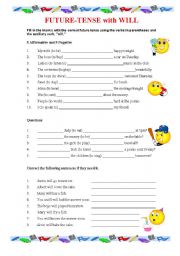 English Worksheet: FUTURE with WILL