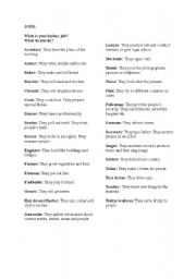 English Worksheet: Definitions of Jobs