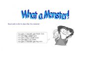 English worksheet: Hallooween Monster description
