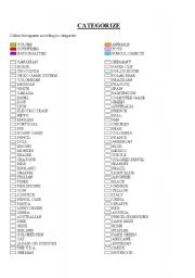 English worksheet: CATEGORIZE