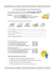 English Worksheet: FUTURE PERFECT CONTINUOUS