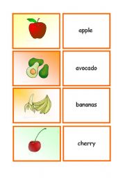English Worksheet: Fruit Cards