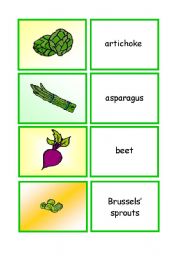 English Worksheet: Vegetable Cards