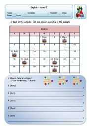 English Worksheet: BIRTHDAYS