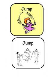 English Worksheet: JUMP, LAUGH, PLAY, PRAY - Color & B&W - SET 6/13 