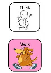 English Worksheet: THINK, WALK, WORK- ACTIONS Flashcards- Color and B&W - SET 3/13