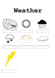 English worksheet: weather vocabluary