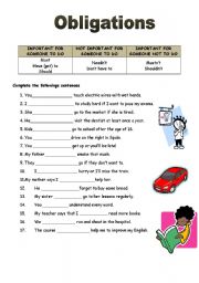 English Worksheet: Obligations