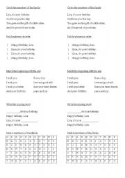 English Worksheet: Song 