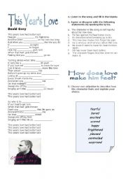 English Worksheet: This Years Love 