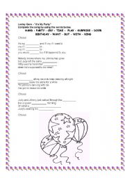 English worksheet: Its my party by Lesley Gore