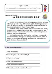 English Worksheet: A Different Day