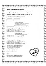 English Worksheet: Keane-Somewhere only we know