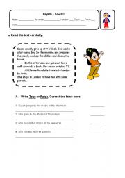 English Worksheet: Susans routine