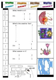 English Worksheet: WEATHER REPORT CALENDAR - COLOURED VERSION