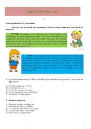 English Worksheet: Peter and Janes daily routine