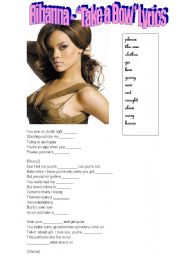 English Worksheet: Rihanna Take a bow