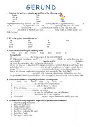 English Worksheet: Gerund