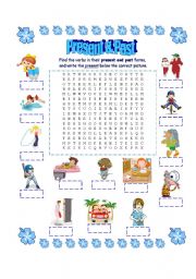 English Worksheet: Present & Past Wordsearch